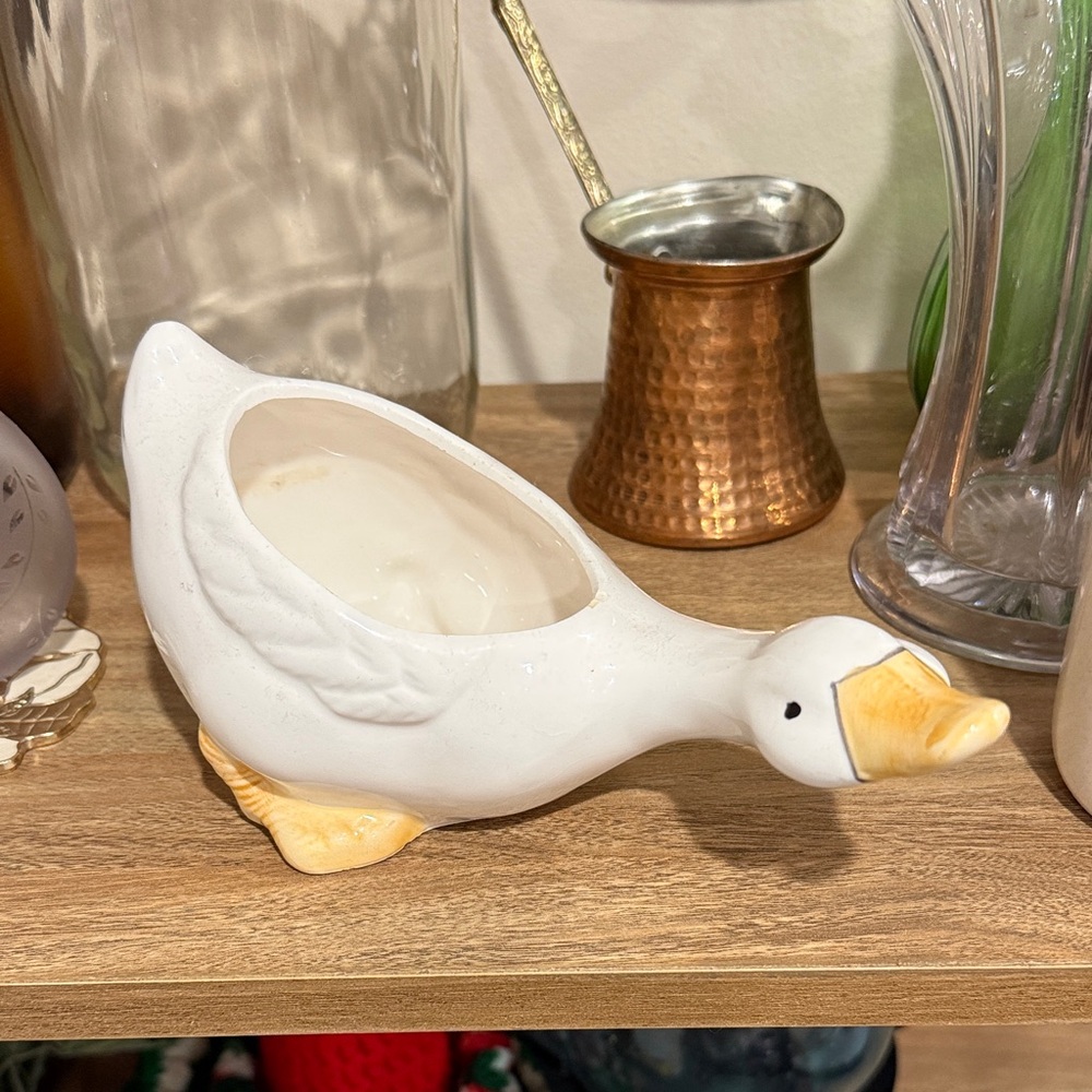 White Ceramic Goose Figurine